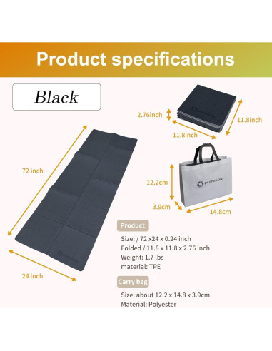Colchoneta de Yoga Plegable Primasole Antideslizante 6mm Negra