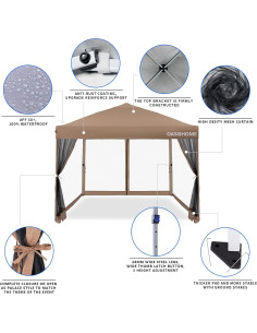 Carpa Plegable OASISHOME 3x3m Impermeable con Paredes y Ruedas 2