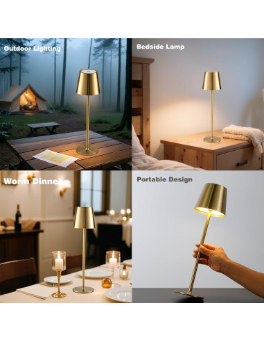 Lámpara de Mesa Recargable Dorada 5000mAh Regulable LED