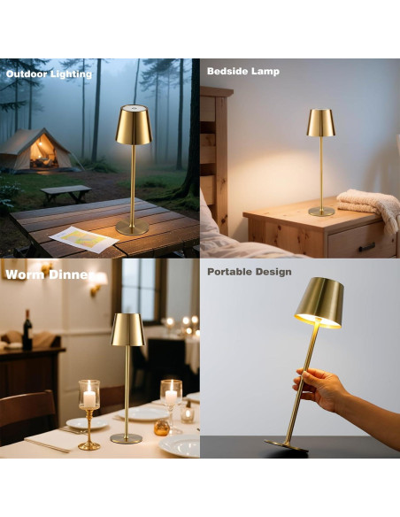 Lámpara de Mesa Recargable Dorada 5000mAh Regulable LED