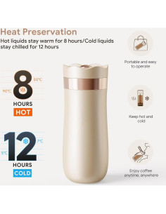 Prensa Francesa Portátil BRBHOM 355ml Acero Inoxidable Blanco Roto 2