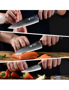 Juego de cuchillos de cocina aisyoko 3 piezas acero Damasco 2