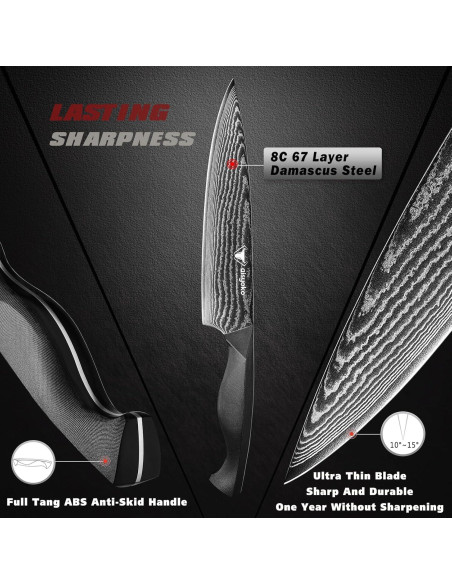 Juego de cuchillos de cocina aisyoko 3 piezas acero Damasco