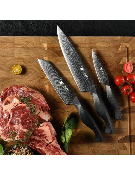 Juego de cuchillos de cocina aisyoko 3 piezas acero Damasco