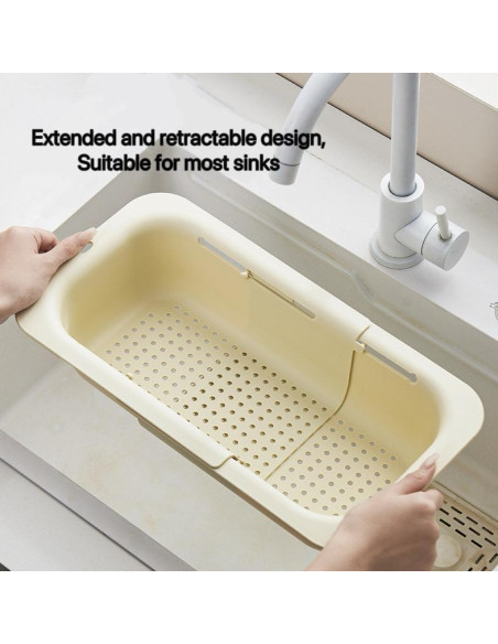 Colador de Fregadero Extensible Pin Huan 34.5x20x7 cm - Crema Colador de Fregadero Extensible Pin Huan 34.5x20x7 cm - Crema