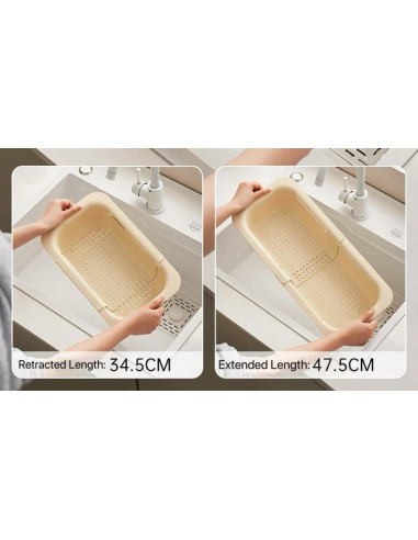 Colador de Fregadero Extensible Pin Huan 34.5x20x7 cm - Crema
