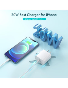 Cargador Rápido 20W USB-C Apple MFi + Cable Lightning 3M 2
