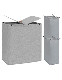 Cesta de Ropa Doble Storage Maniac 136L con Tapa y Asas