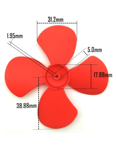 Hélices de Motor DC EUDAX 80mm 4 Palas Eje 2mm Rojo y Azul 32PCS 2