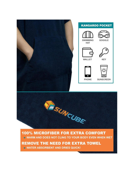 Poncho de Cambio SUN CUBE Azul Marino - Toalla Microfibra 112cm