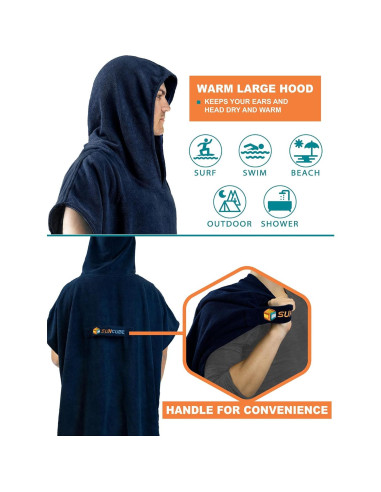 Poncho de Cambio SUN CUBE Azul Marino - Toalla Microfibra 112cm