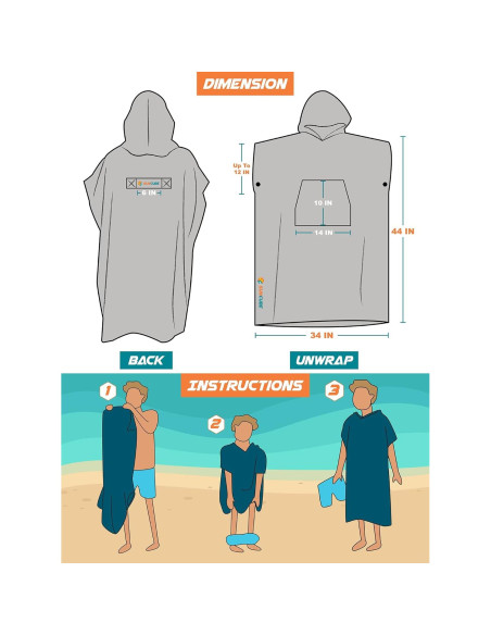 Poncho de Cambio SUN CUBE Azul Marino - Toalla Microfibra 112cm