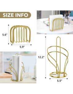 Soporte para Toallas de Papel Wuwrll Acero Inoxidable Dorado 2