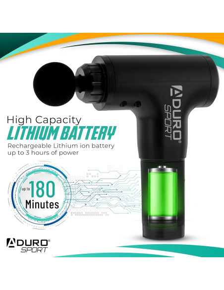 Pistola de Masaje Aduro Elite Recovery Inalámbrica Negra