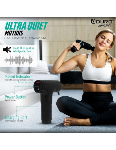 Pistola de Masaje Aduro Elite Recovery Inalámbrica Negra