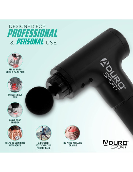Pistola de Masaje Aduro Elite Recovery Inalámbrica Negra