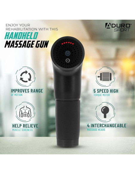 Pistola de Masaje Aduro Elite Recovery Inalámbrica Negra
