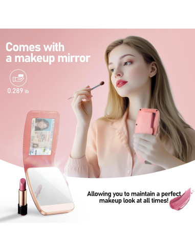 Billetera Minimalista Mujer Sludete RFID con Espejo Rojo