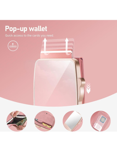 Billetera Minimalista Mujer Sludete RFID con Espejo Rojo