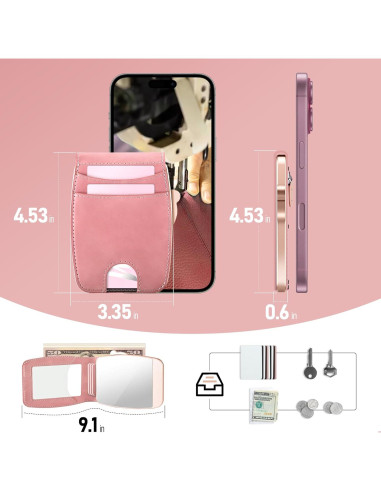 Billetera Minimalista Mujer Sludete RFID con Espejo Rojo