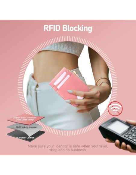 Billetera Minimalista Mujer Sludete RFID con Espejo Rojo