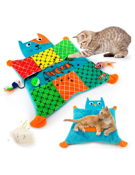 Alfombrilla Suave para Gatos AWOOF con Juguetes Interactivos