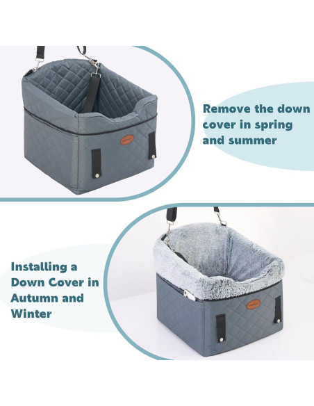 Asiento de Coche para Perros UWELL PETS Gris Elevador Antideslizante