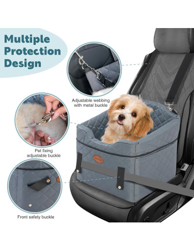 Asiento de Coche para Perros UWELL PETS Gris Elevador Antideslizante