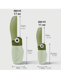 Botella de Agua Plegable para Perros Genérico 16 oz Verde 2