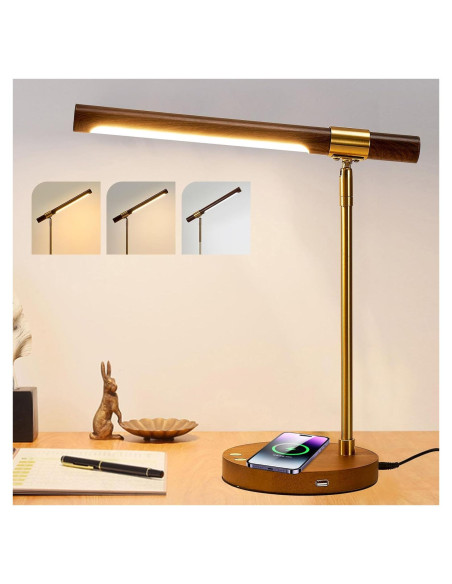 Lámpara de Escritorio LED Myhaptim con Cargador Inalámbrico