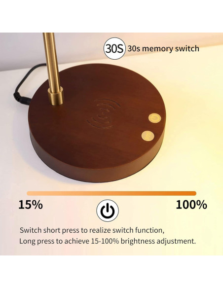 Lámpara de Escritorio LED Myhaptim con Cargador Inalámbrico