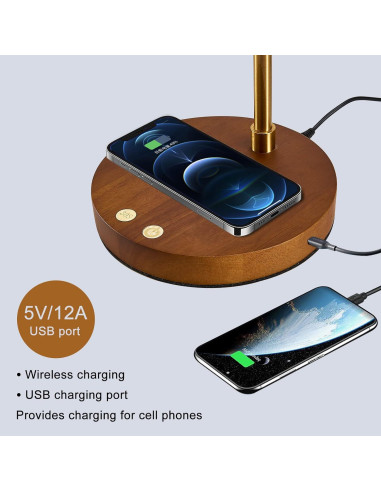 Lámpara de Escritorio LED Myhaptim con Cargador Inalámbrico