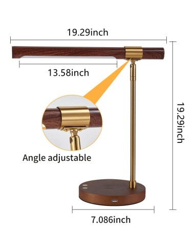 Lámpara de Escritorio LED Myhaptim con Cargador Inalámbrico
