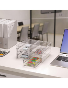 Organizador de Escritorio CHANCETSUI Acrílico Transparente 2 Cajones 2