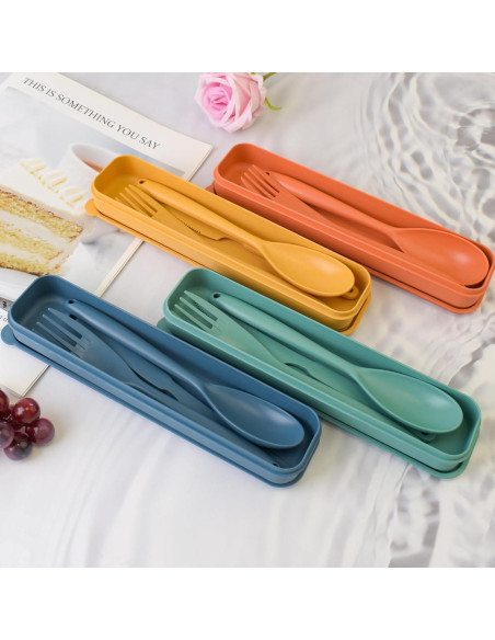 Juego de Utensilios Reutilizables Zoyiancy 4 Piezas para Viaje