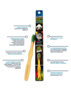 Cepillo de dientes de bambú para niños WooBamboo - Pack de 2 2