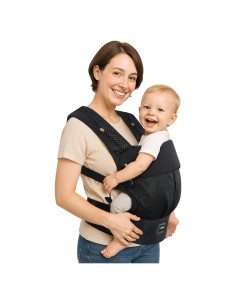 Portabebés Ergonómico Safotad Negro con Soporte Lumbar