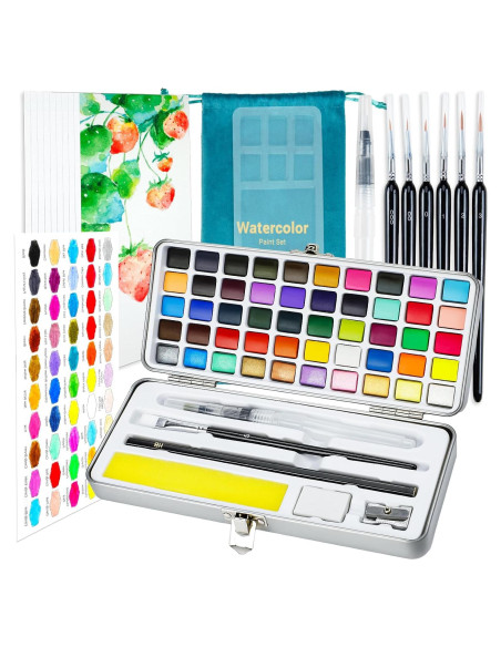 Juego de Pintura Acuarela APOGO 50 Colores Portátil con Pinceles