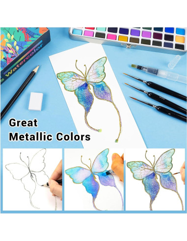 Juego de Pintura Acuarela APOGO 50 Colores Portátil con Pinceles