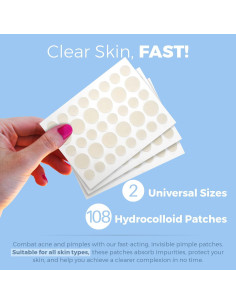 Parche Hidrocoloide para Acné MEDca - 108 Unidades en 2 Tamaños 2