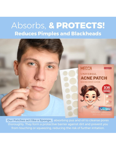 Parche Hidrocoloide para Acné MEDca - 108 Unidades en 2 Tamaños