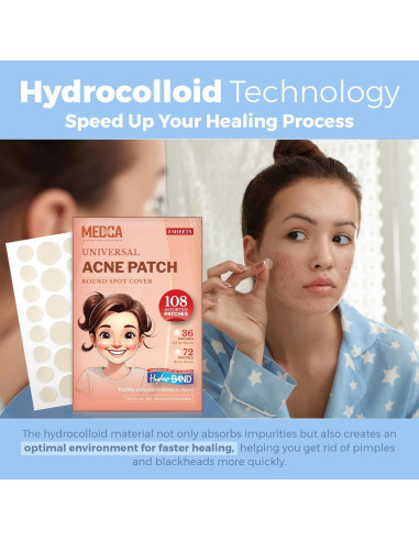 Parche Hidrocoloide para Acné MEDca - 108 Unidades en 2 Tamaños