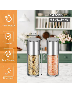 Juego de Molinillos de Sal y Pimienta Lauwell, Acero Inoxidable, 6 Piezas 2