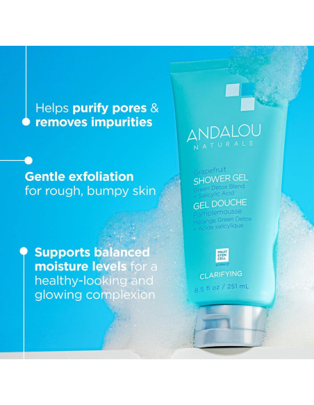 Gel de Ducha Aclarador Andalou Naturals 250 ml - Pomelo Exfoliante