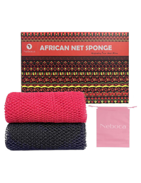 Esponja Exfoliante Africana Neboca Rosa y Negro 25x16.6cm