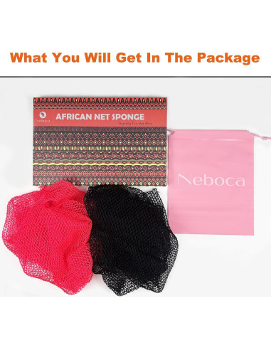 Esponja Exfoliante Africana Neboca Rosa y Negro 25x16.6cm