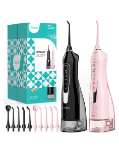 Irrigador Dental Inalámbrico COSLUS C20 - 2 Paquetes, 300ml, Recargable, Portátil