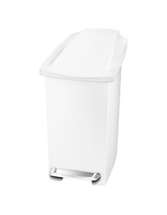 Basurero Compacto 10 Litros simplehuman Blanco Pedal Acero