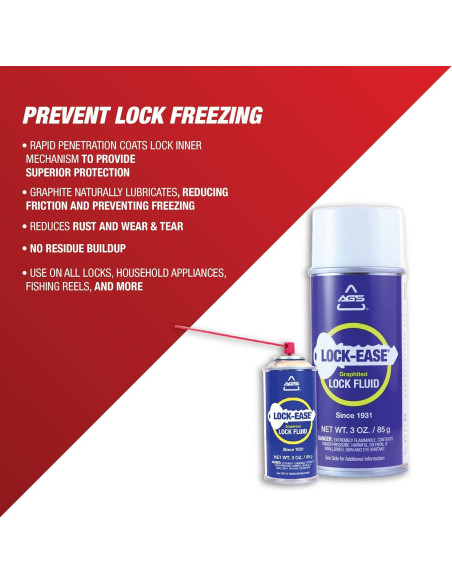 Lubricante para Cerraduras AGS Lock-Ease Grafito 85g Aerosol