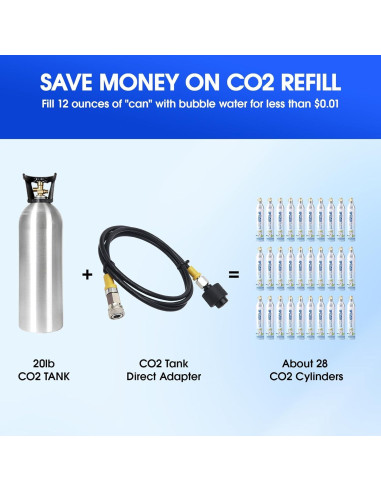 Adaptador de Recarga de CO2 ZRDR con Manómetro y Manguera 127 cm